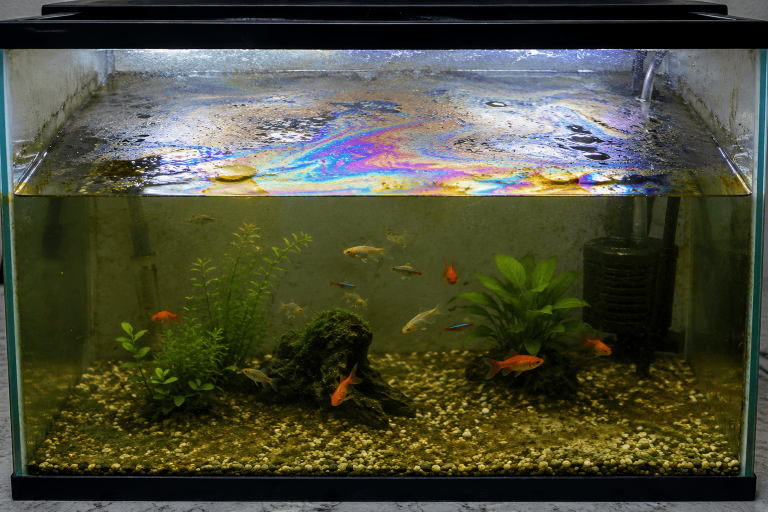 mengatasi air aquarium berminyak